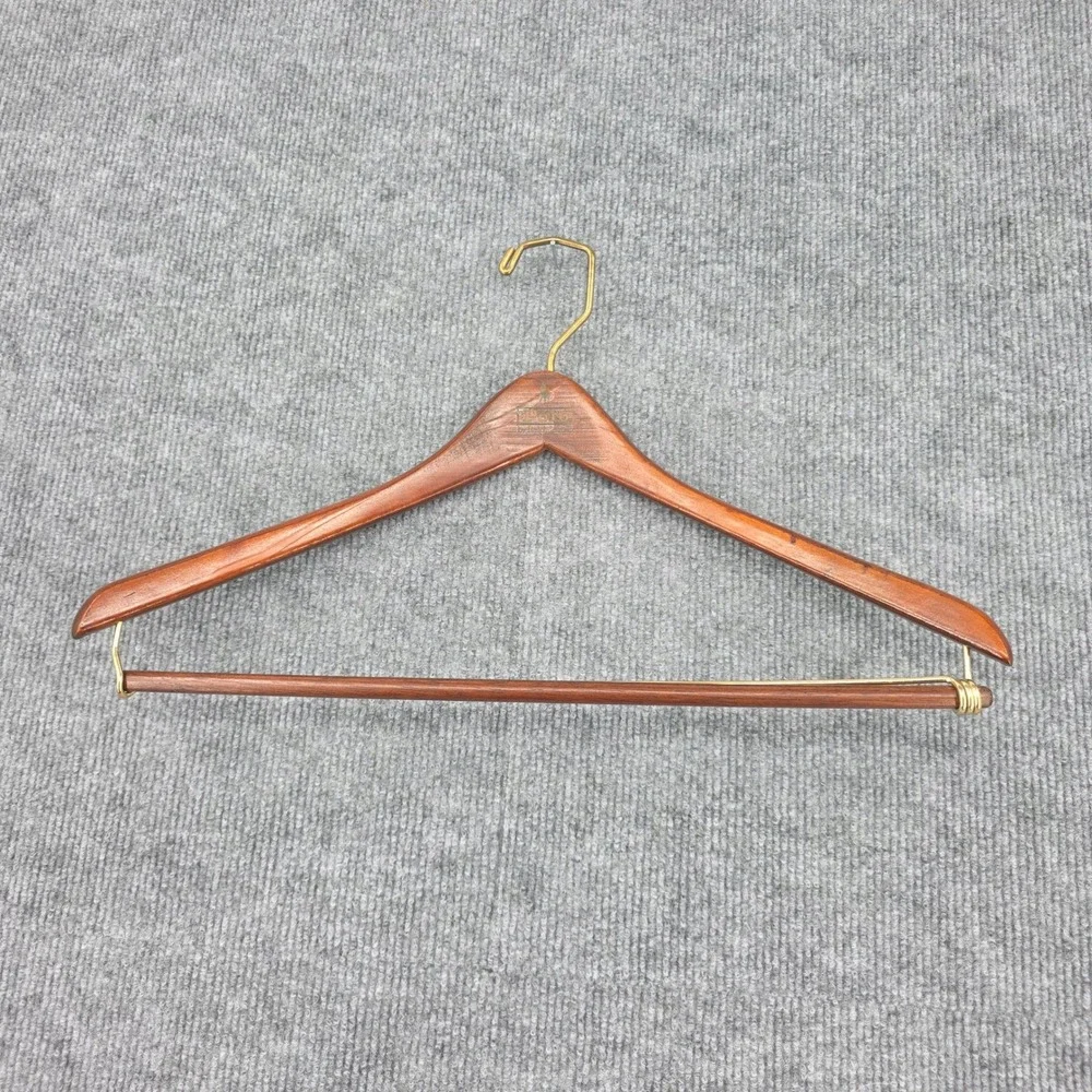 Polo Ralph Lauren Vintage Wood Suit Hanger Brass Hardware Brown 17 Inch